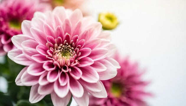 closeup of pink mums flower on white background with copy space using as background natural flora ecology wallpaper page concept
