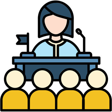 woman speaking at podium audience clip art preview