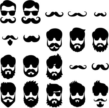 Beard and Mustache Majesty - Vector Set of Men's Facial Hair Styles