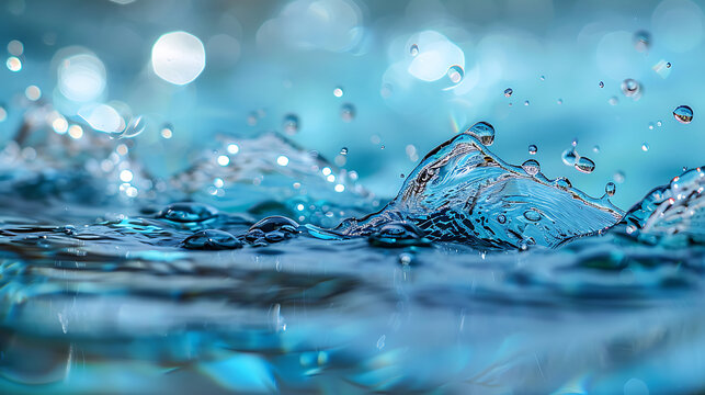 Slashes water on pastal blue background
