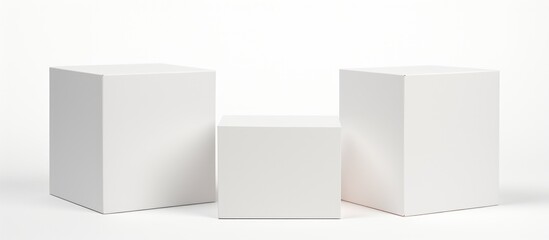Three rectangular drinkware containers made of transparent material, one glass, one plastic, and one cylinder, are placed side by side on a white background at an event