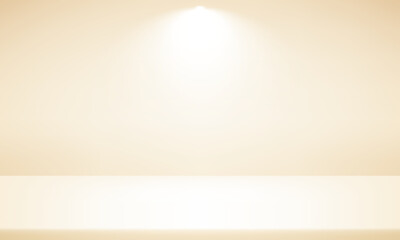 Cream studio room background. Empty room with spotlight effect. Use for product display presentation, cosmetic display mockup, showcase, media banner, etc. Vector illustration.