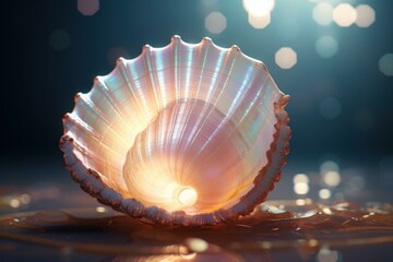 Intricate Sea pearl shell. Summer sand. Generate Ai