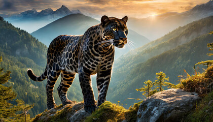 Captivating shot of a panther in the jungle - obrazy, fototapety, plakaty