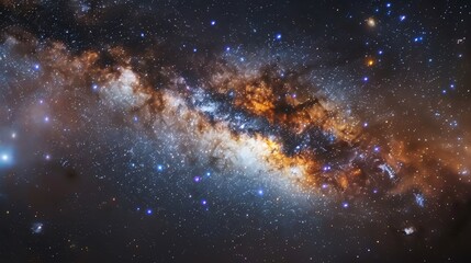 A vivid deep space image capturing the essence of a galaxy with an expanse of cosmic dust and brilliant starfield.