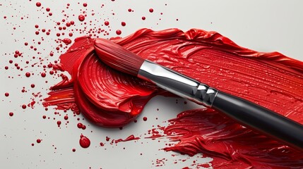 White background with red paint