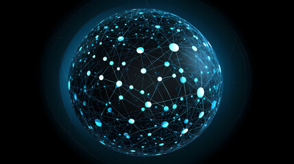 Digital technology network big data effect connected node cluster network, abstract connection background line sphere