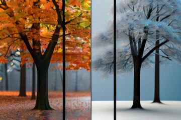 Exploring Nature's Beauty Through Changing Landscapes - obrazy, fototapety, plakaty