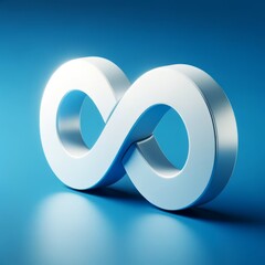 Infinity shape 3d logo on a light blue background modern logo design idea
