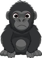 Cute baby gorilla cartoon sitting