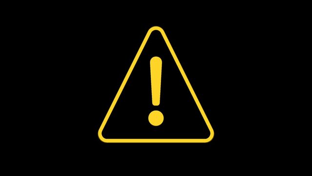 animated warning sign moving on a dark background
