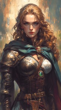 An attractive woman portrayed with the dramatic flair and fantasy elements characteristic of Jeff Easleys artwork