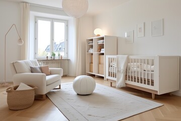 Fototapeta na wymiar Cozy modern nursery room interior design