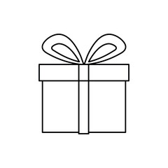 gift box icon, editable stroke, black line vector illustration, present sign