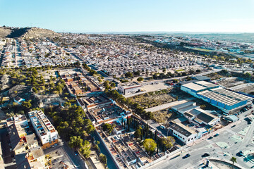 Aerial view to the spanish Rojales townscape view from above. Spain