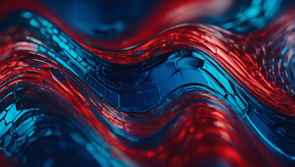 Brilliant cobalt and ruby gradient fusion in an abstract backdrop. - obrazy, fototapety, plakaty
