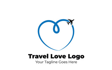 Travel Love Logo, Editable Vector Logo Template Vector. Love Trip Travel Logo Design Template