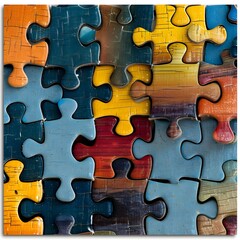 Colorful Wooden Puzzle Collage, To add a pop of color and visual interest to a variety of designs, from home decor to marketing materials