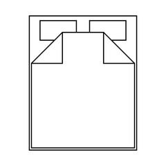 Double bed icon. Outline technical drawing. Vector illustration of bed. Linear web pictogram isolated on white background. Top view. Architectural furniture symbol. Bedroom concept.
