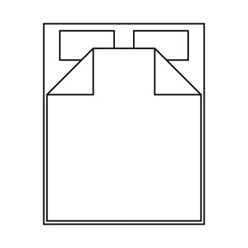 recommend clip art: Double bed icon. Outline technical drawing. Vector illustration of bed. Linear web pictogram isolated on white background. Top view. Architectural furniture symbol. Bedroom concept.