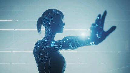 Fototapeta premium Human augmentation in action enhanced abilities futuristic silhouette empowerment vibe