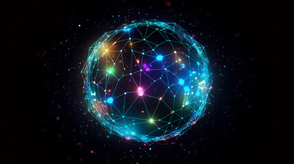 Obraz premium Global communication concept earth rotation and node network