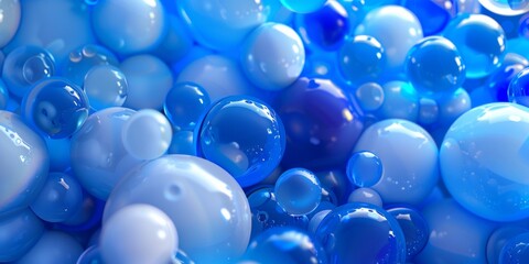 A close up of many blue and white spheres