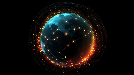 Global communication concept earth rotation and node network - obrazy, fototapety, plakaty