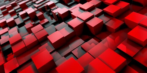 A red and black background with red squares