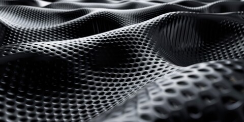 A black and white image of a wave with a lot of dots