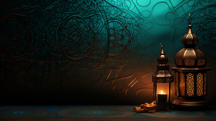 elegant soulful reflections a ramadan greeting card background - obrazy, fototapety, plakaty