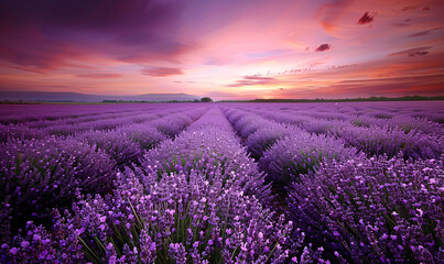 Naklejka premium lavender field-generative ai