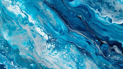 Abstract Ocean Blue Marble Fluid Art Texture