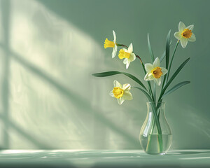 daffodils in vase-generative ai