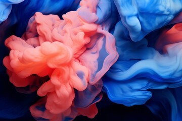 Mesmerizing Blue and Pink Ink Clouds in Water Abstract Background