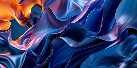Fototapeta premium A blue and orange wave of fabric