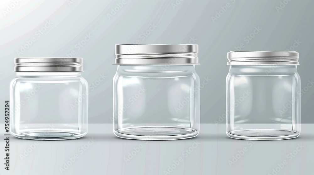 Poster embossed transparent clear open-close container for food storage and canning. blank kitchen package 