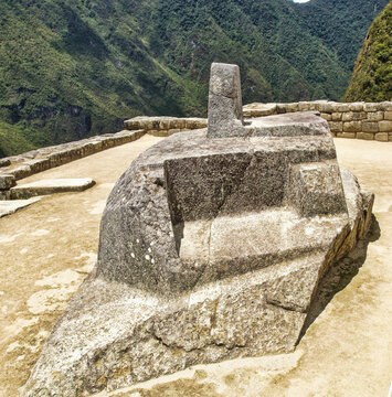 Details of stone houses in the famous archaeological site of Machu Picchu in Peru the 15th century Inca citadel located in the Andes of Peru, designated a UNESCO World Heritage Site in 1983