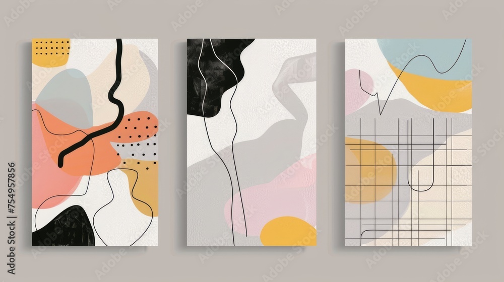 Poster y2k poster with simple abstract grid shapes on grey background. modern banners with wireframe elemen