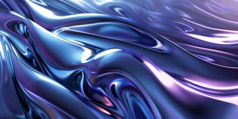 Obraz premium A blue and purple wave with a shiny, metallic texture
