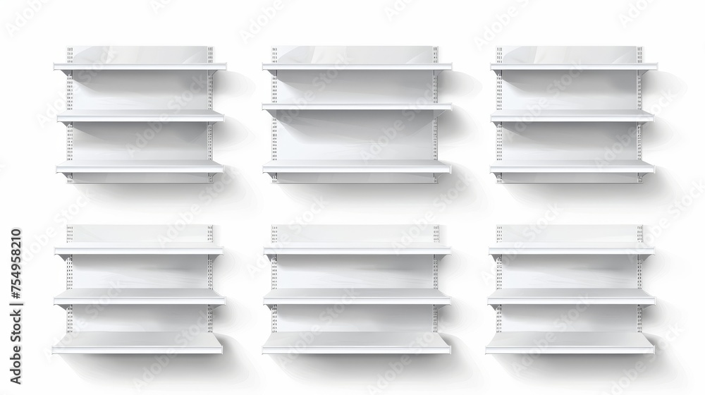 Aufkleber a blank shelf mockup of a supermarket shelf filled with shelves for displaying products. a realistic