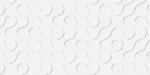 Offset corner hexagon shaped white lines geometrical background wallpaper banner template pattern flat lay