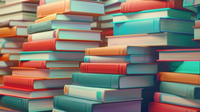 Three dimensional modern illustration of piles of textbooks for school education and reading concept. Tower of close books. Realistic 3D modern illustration set.