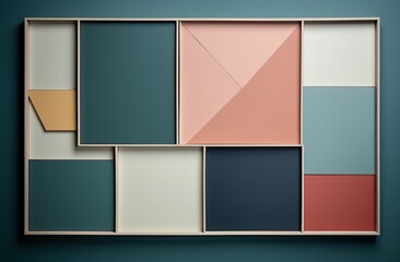 A wall with colorful frames on it