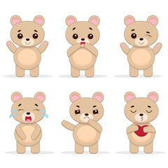 Set of cute bears with different emotions