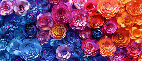 Colorful flower background roses mosaic pattern