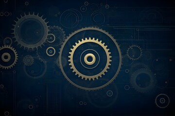 Obraz premium Blueprinted Gears Vector Wireframe Artistry Again
