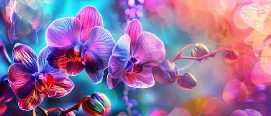 Colourful mosaic orchid background
