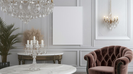 A luxurious interior and a white frame mockup.