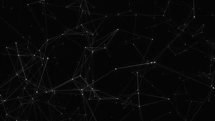 Illustration  abstract background with connected line and dots, Futuristic digital background for Business Science and technology black and white color animated particle plexus bacground.